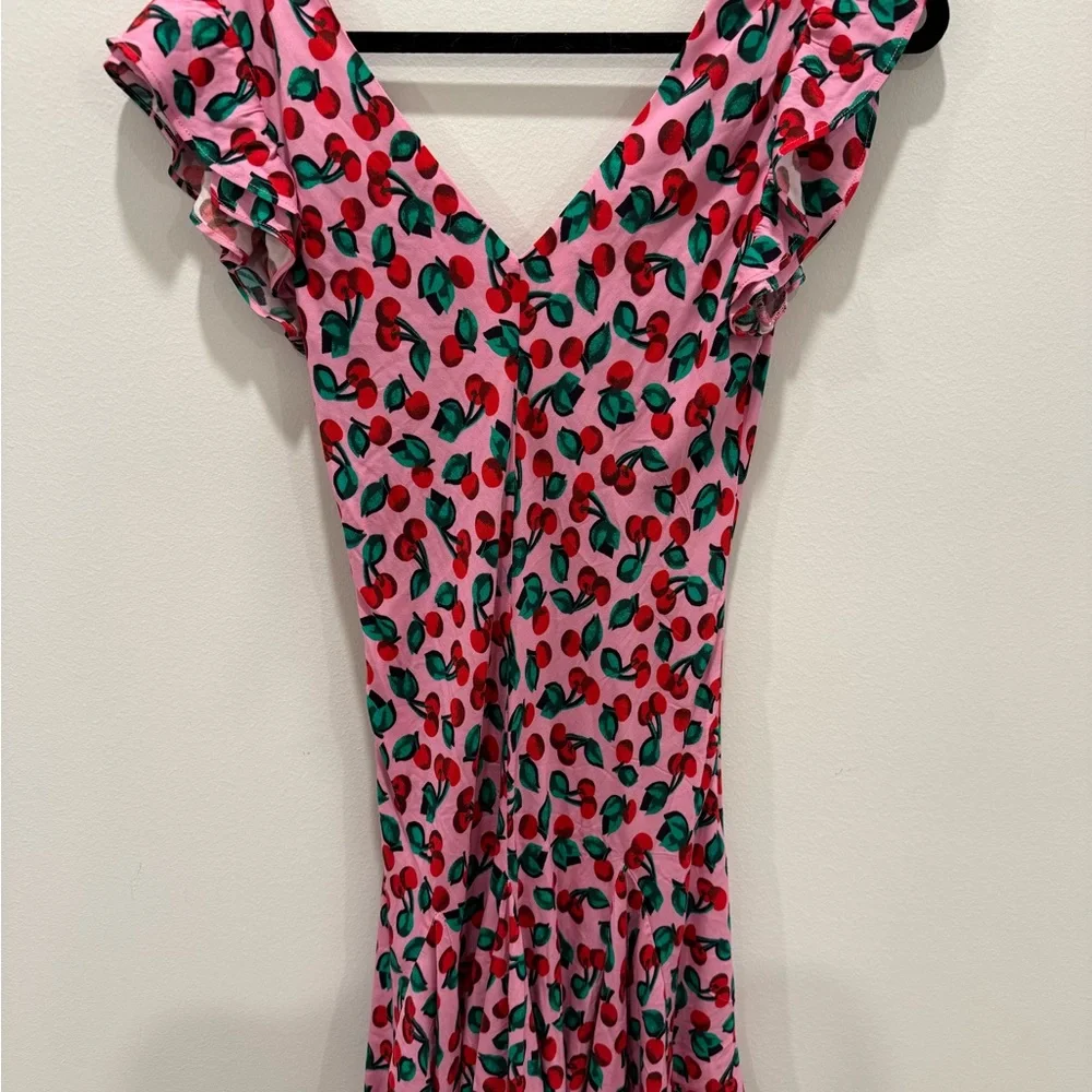 Beach Riot Pink Floral V-Neck Ruffle Mini Dress NWT - Picture 5 of 6
